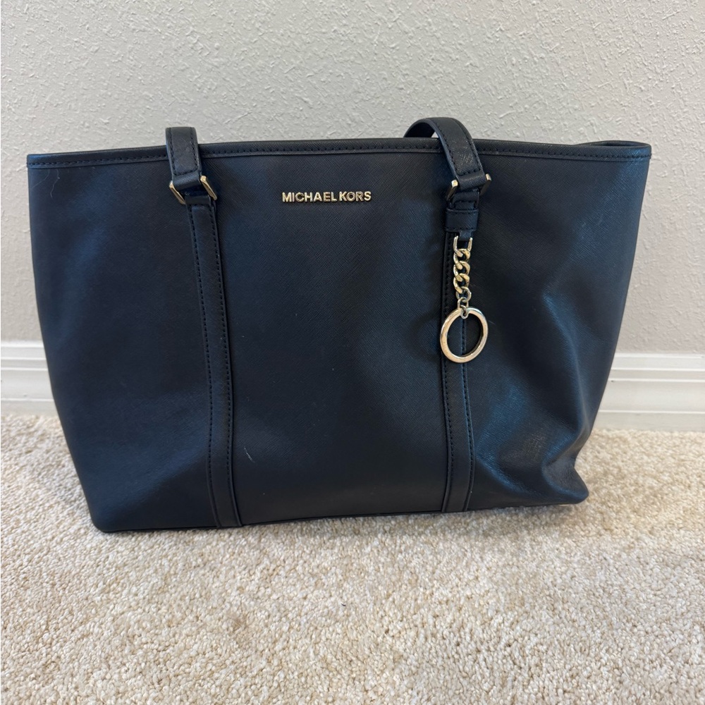 Michael Kors Black Tote with Gold Accents